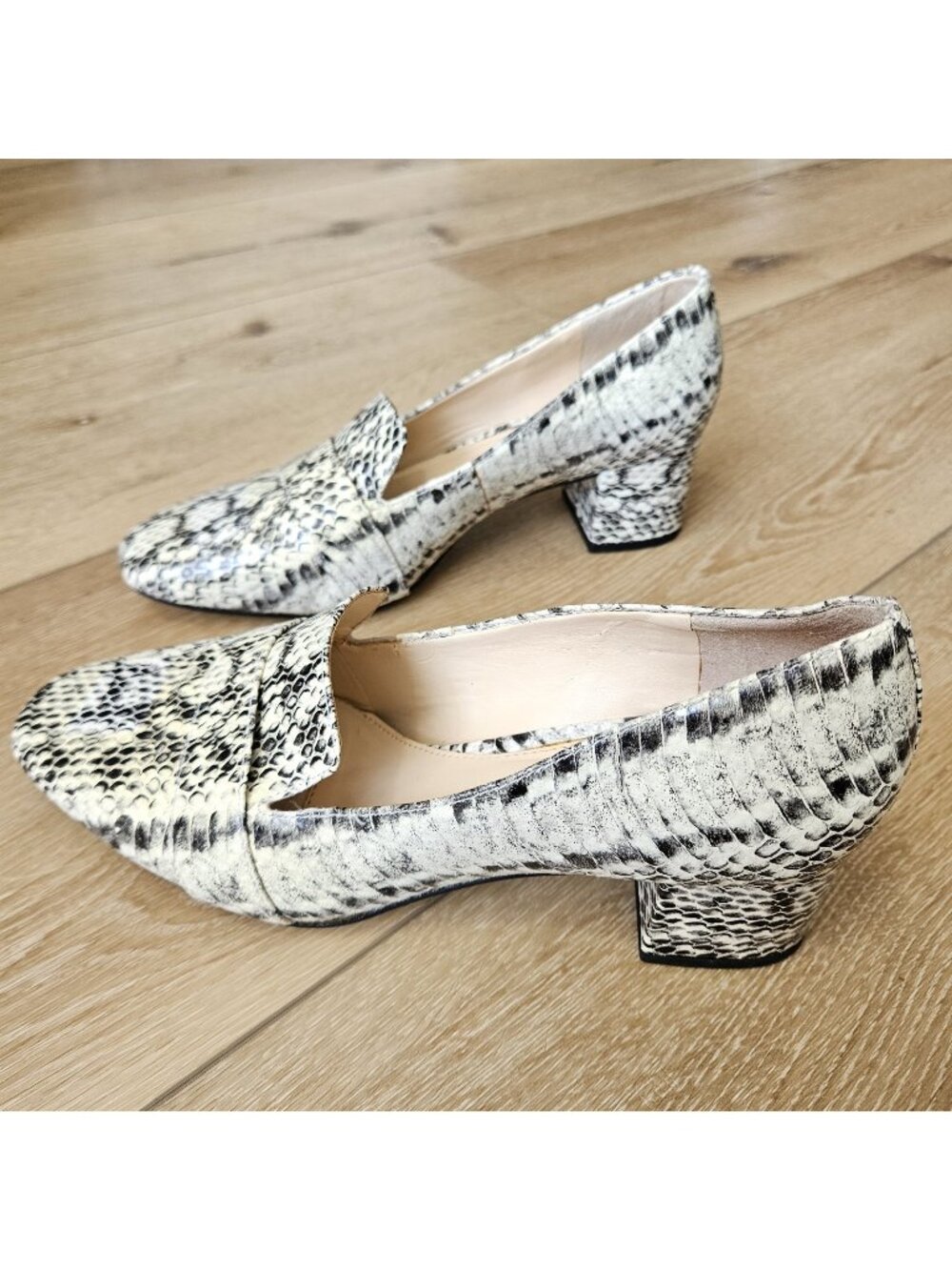 Alex Marie Shoes Perison Snake Print Pump Loafer Snakeskin Leather Size 8 Block